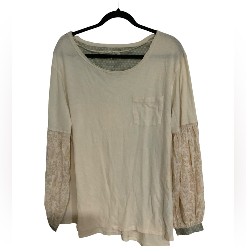 Free People We The Free Shirt Ecru Ivory Jade Long Sleeve Sz Small
